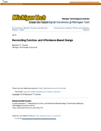 Reconciling Function- and Affordance-Based Design