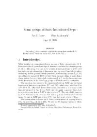 Some Groups of Finite Homological Type