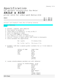 Specification SAILS & RIGS
