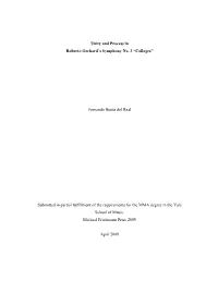 Unity and Process in Roberto Gerhard´S Symphony No