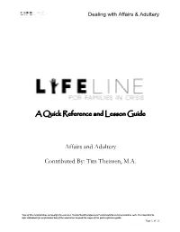 A Quick Reference and Lesson Guide Affairs and Adultery Contributed By