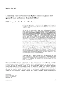 Community Response to Removals of Plant Functional Groups and Species from a Chihuahuan Desert Shrubland