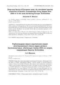 Deep-Sea Fauna of European Seas: an Annotated Species Check-List of Benthic Invertebrates Living Deeper Than 2000 M in the Seas Bordering Europe