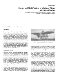 Design and Flight Testing of Inflatable Wings with Wing Warping