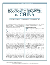 Investment Strategies to Exploit Economic Growth in China