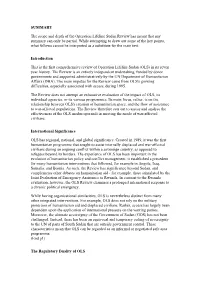 SUMMARY the Scope and Depth of the Operation Lifeline Sudan