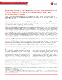 Systematic Review of the Genetics of Sudden Unexpected Death in Epilepsy: Potential Overlap with Sudden Cardiac Death and Arrhythmia-Related Genes C