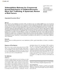 Vulnerabilities Relevant for Commercial Sexual Exploitation of Children