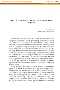 What I Lost When I Translated Jorge Luis Borges