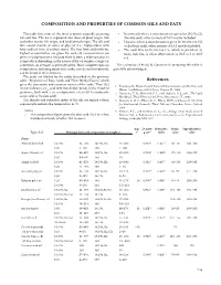 Composition and Properties of Common Oils and Fats References
