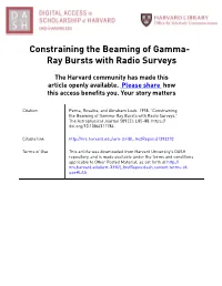 Constraining the Beaming of Gamma- Ray Bursts with Radio Surveys