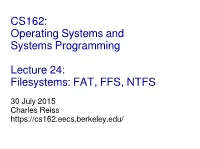 Filesystems: FAT, FFS, NTFS