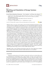 Modeling and Simulation of Energy Systems: a Review