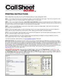 Printing Instructions