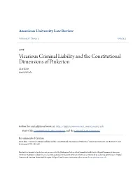 Vicarious Criminal Liability and the Constitutional Dimensions of Pinkerton Alex Kreit Akreit@Tjsl.Edu