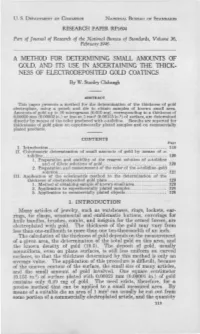 A Method for Determining Small Amounts of Gold, and Its Use in Ascertaining the Thick