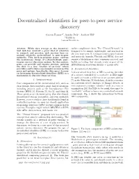 Decentralized Identifiers for Peer-To-Peer Service Discovery