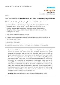 The Economics of Wind Power in China and Policy Implications