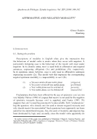 Affirmative and Negated Modality*