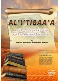 AL'i'tibba'a and the Principles of Fiqh of the Righteous Predecessors