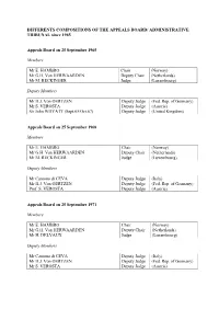 Different Compositions of the Appeals Board/Administrative Tribunal