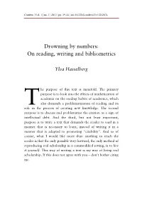 Drowning by Numbers: on Reading, Writing and Bibliometrics
