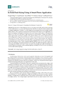 In Field Fruit Sizing Using a Smart Phone Application