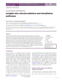 Insights Into Steroid Sulfation and Desulfation Pathways