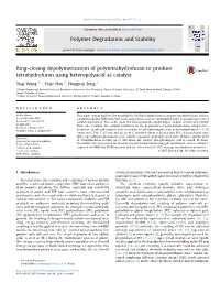 Ring-Closing Depolymerization of Polytetrahydrofuran to Produce Tetrahydrofuran Using Heteropolyacid As Catalyst