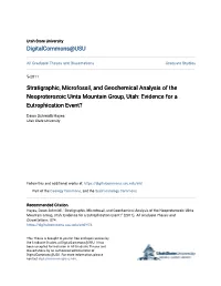 Stratigraphic, Microfossil, and Geochemical Analysis of the Neoproterozoic Uinta Mountain Group, Utah: Evidence for a Eutrophication Event?