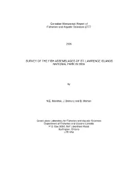 Survey of the Fish Assemblages of St. Lawrence Islands National Park in 2005