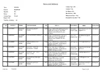 Name and Address