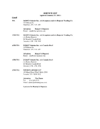 SERVICE LIST Email
