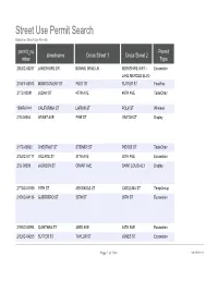 Street Use Permit Search Based on Street-Use Permits
