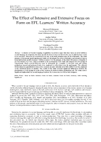 The Effect of Intensive and Extensive Focus on Form on EFL Learners‟ Written Accuracy