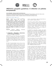 UNESCO's Geoparks Guidelines: a Reflection on Policies and Practices