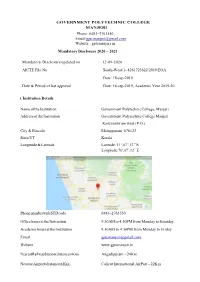 0483–2763550 Email:Gptcmanjeri@Gmail.Com Website : Gptcmanjeri.In Mandatory Disclosure 2020 – 2021