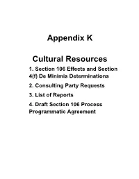 Appendix K Cultural Resources