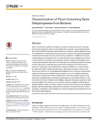 Characterization of Flavin-Containing Opine Dehydrogenase from Bacteria