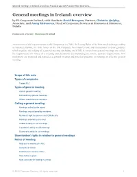 General Meetings in Ireland: Overview, Practical Law UK Practice Note Overview