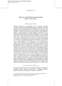 Implicit and Explicit Knowledge About Language