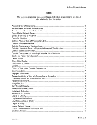 Lay Organizations Index