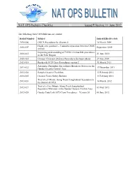 NAT OPS Bulletin Checklist Issued/Effective: 11 June 2012