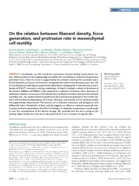 On the Relation Between Filament Density, Force Generation, and Protrusion Rate in Mesenchymal Cell Motility