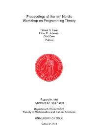 Proceedings of the 30 Nordic Workshop on Programming Theory