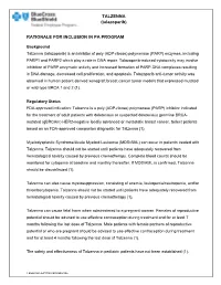 TALZENNA (Talazoparib) RATIONALE for INCLUSION in PA PROGRAM
