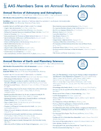 AAS Members Save on Annual Reviews Journals
