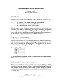 Some Remarks on Indicative Conditionals