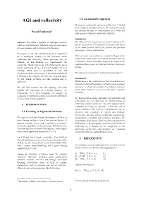 AGI and Reflexivity We Propose an Axiomatic Approach, and Therefore It Should Be As Simple As Possible