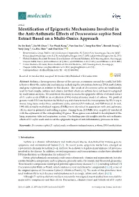 Identification of Epigenetic Mechanisms Involved in the Anti-Asthmatic Effects of Descurainia Sophia Seed Extract Based on a Multi-Omics Approach